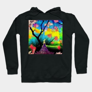 Anime Princess in Colourful Forrest - Colourful Artwork Hoodie